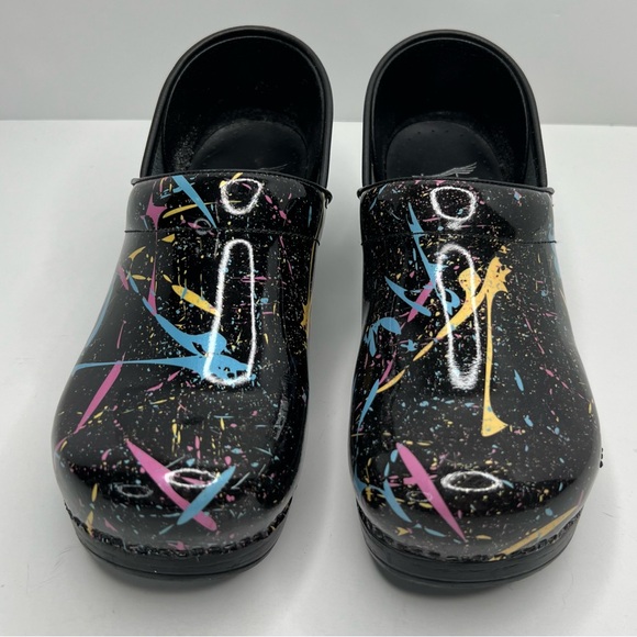 Dansko Black Color Splash Slip On Comfort Clog Mules Nurse Medical Shoes EU 40 - Picture 2 of 16